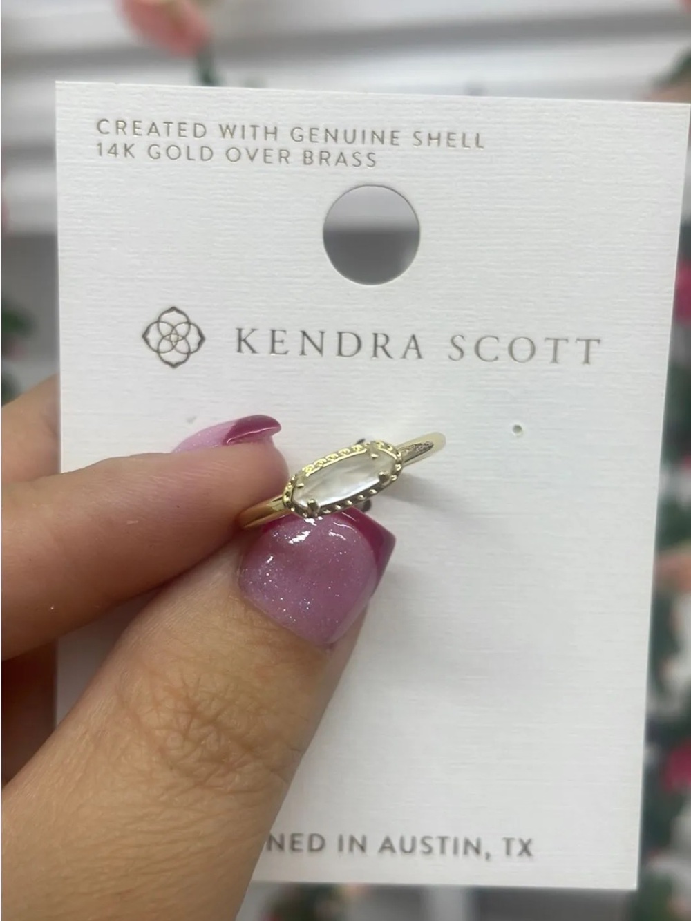 Kendra Scott Emma 14K Gold Over Brass Band Ring - Mother of Pearl 7